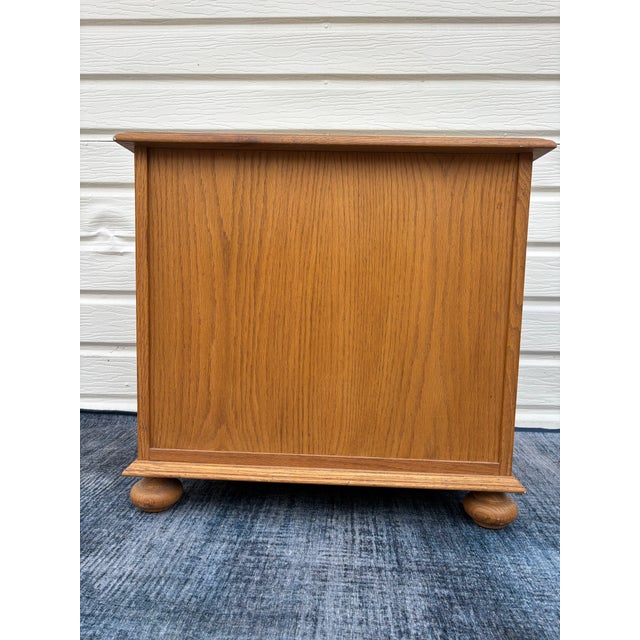 Tan Vintage Ethan Allen 3-Drawer Solid Oak Accent Chest or Nightstand For Sale - Image 8 of 9