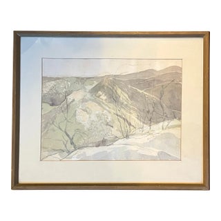 Nathaniel Weil (American 1930 - 2024) Hudson River Watercolor Landscape Painting From Suffern, New York For Sale