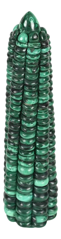 Paperweight Corn Sculpture in Green Malachite Italian Marble, 1970s