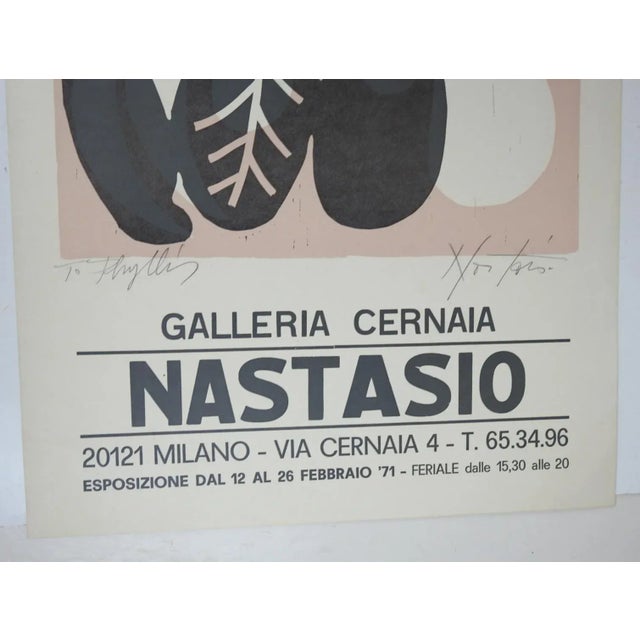 Vintage 1971 silkscreen on paper gallery art show poster for Alessandro Nastasio (b. 1934) Italy. Signed and inscribed in...