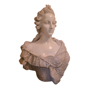 19th Century Italian Carrara Marble 29" Tall Marie Antionette Bust