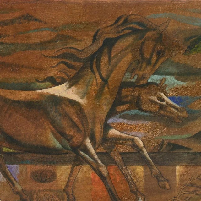 1960s 'Mare and Foal' by Leon D'Usseau, Equestrian Modernist Oil, Chouinard, Los Angeles County Museum of Art, Metropolitan Museum For Sale - Image 5 of 12