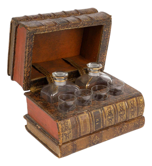 Liqueur Decanters and Glasses with Concealing Box, Set of 7