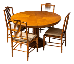 French Faux Bamboo Dining Table with Chairs, 1960s, Set of 5