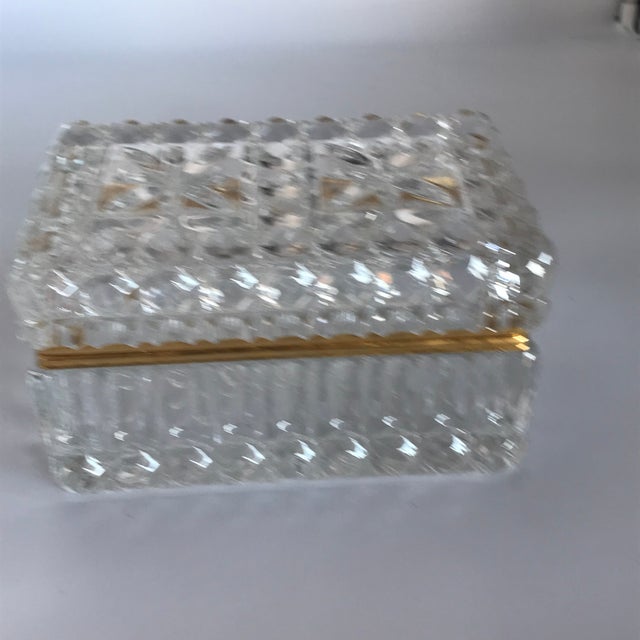 Vintage Crystal Glass Hinged Trinket Box Chairish