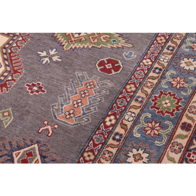 2020s Bohemian Kazak Gray/Blue Wool Rug - 8'3''x9'9'' For Sale - Image 5 of 10