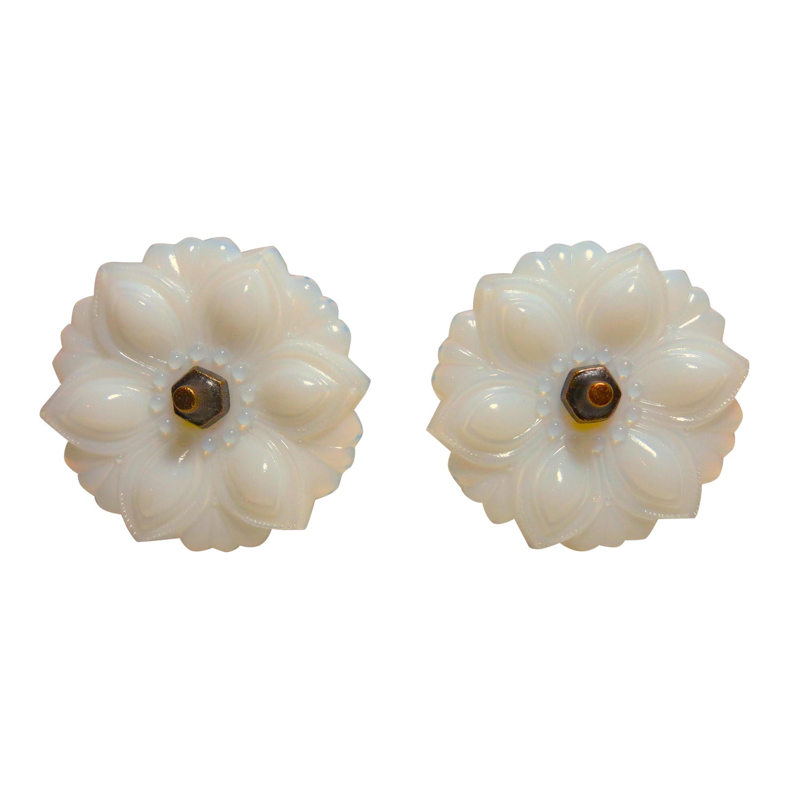 Vintage Victorian Opalescent Glass Curtain Tie Backs Boston and
