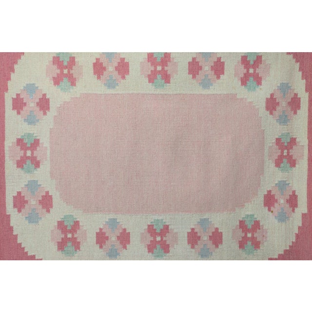 Mid-Century Swedish Kilim Rug in Tones of Pink and Cream, 1960s For Sale - Image 4 of 6