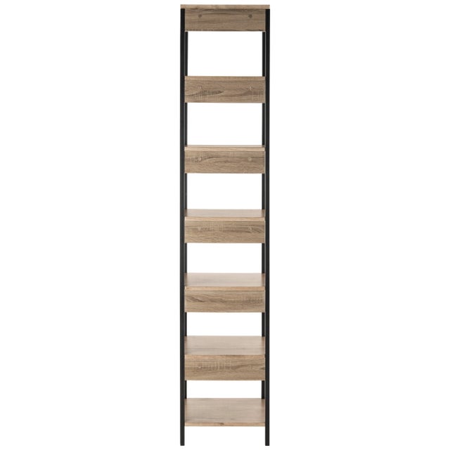 Retro Mid 7 Tier Etagere in Oak & Black For Sale - Image 4 of 10