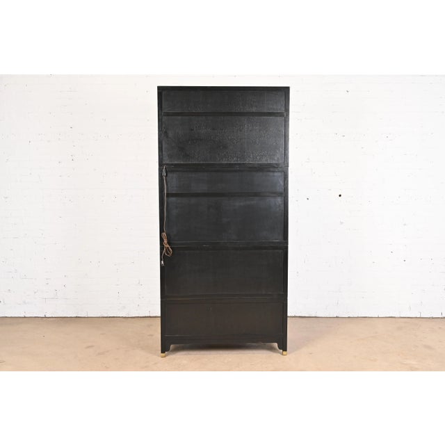 Michael Taylor for Baker Far East Collection Black Lacquer and Gold Leaf Bar Cabinet, 1960s For Sale - Image 11 of 13