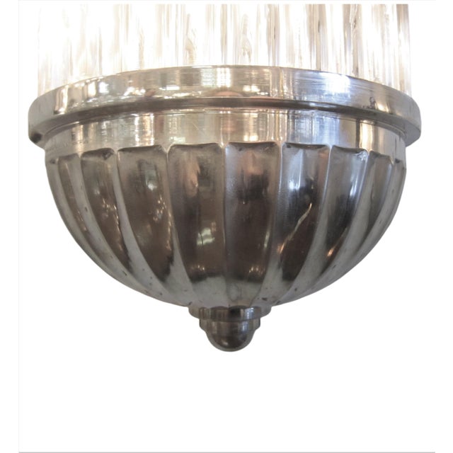 Mid 20th Century Petitot Monumental 53" Ht Pair of French Modernist Sconces Glass Rod & Nickel Bronze For Sale - Image 15 of 16