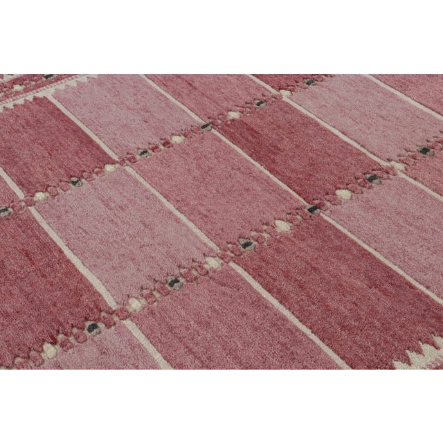 Rug & Kilim Rug & Kilim’s Scandinavian Style Rug with Pink Geometric Patterns - 13x18 For Sale - Image 4 of 7