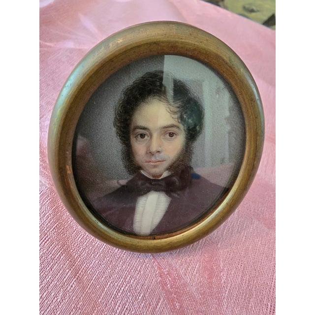 Paint Antique Museum Miniature Painting of Distinguished Gentleman For Sale - Image 7 of 8
