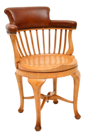 Victorian Swivel Desk Chair in Leather, 1880s