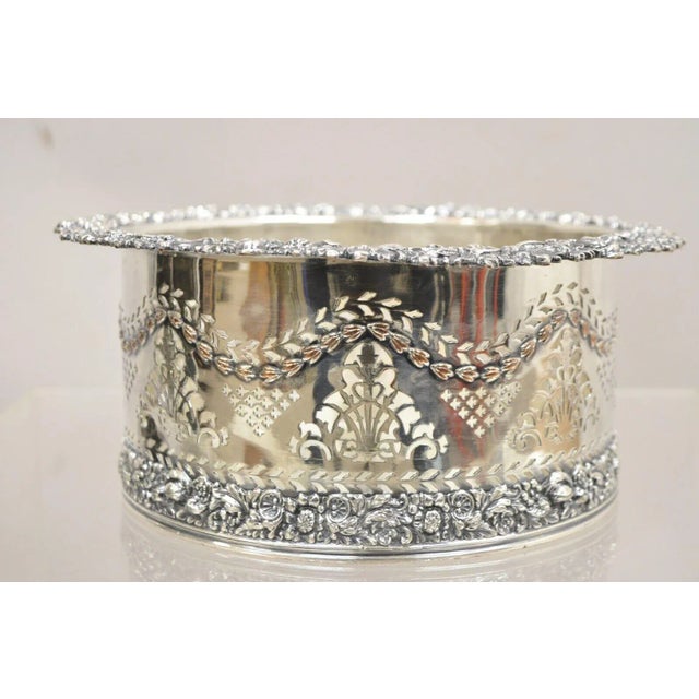 Victorian Antique English Sheffield Sterling Silver Mounted Silver Plated Champagne Bottle Coaster For Sale - Image 3 of 12