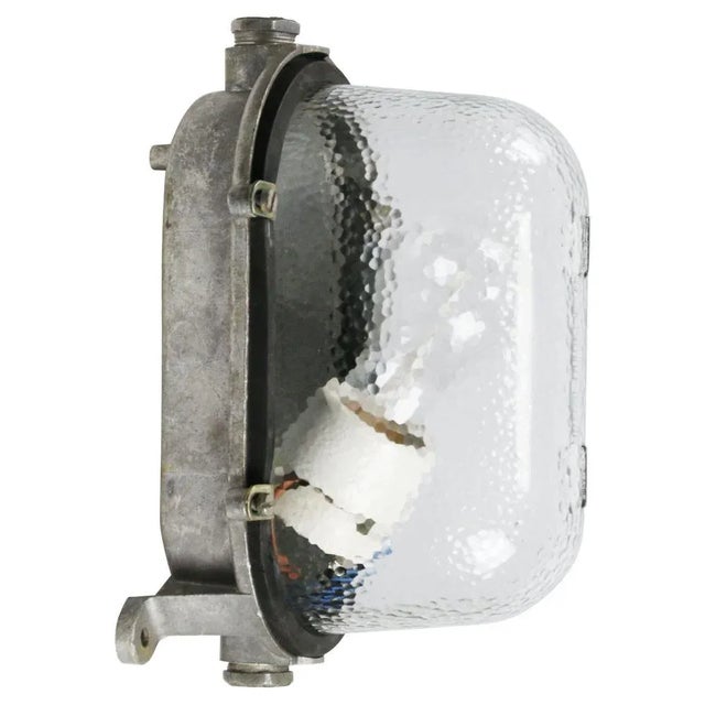 industrial wall or ceiling lamp cast aluminium, frosted glass E27/E26 Up to 250V (Europe/UK Standard).The wiring of this...