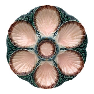 Majolica Oyster Plate Sarreguemines, Circa 1870 For Sale