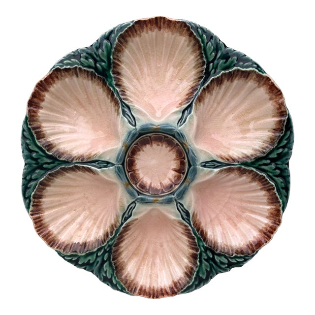 Majolica Oyster Plate Sarreguemines, Circa 1870 For Sale