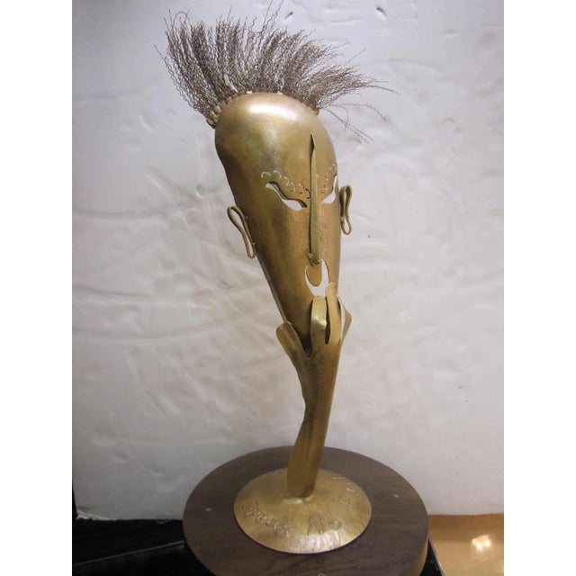 Brass Large Handmade Steel Sculpture "Speak No Evil" For Sale - Image 8 of 13