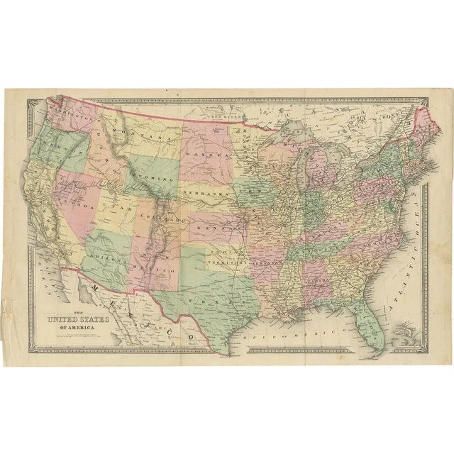 Late 19th Century Antique Map of the United States by Titus, 1871 For Sale - Image 5 of 5