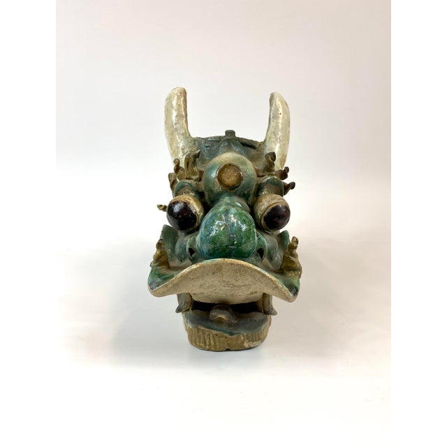 18th Century glazed ceramic dragon roof tile in very good condition