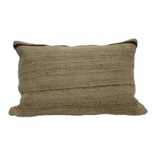 Turkish Hemp Pillow Cushion Natural Brown Beige Pillow Cushion Cover 16" x 24" For Sale