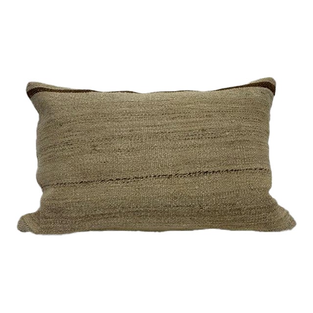 Turkish Hemp Pillow Cushion Natural Brown Beige Pillow Cushion Cover 16" x 24" For Sale