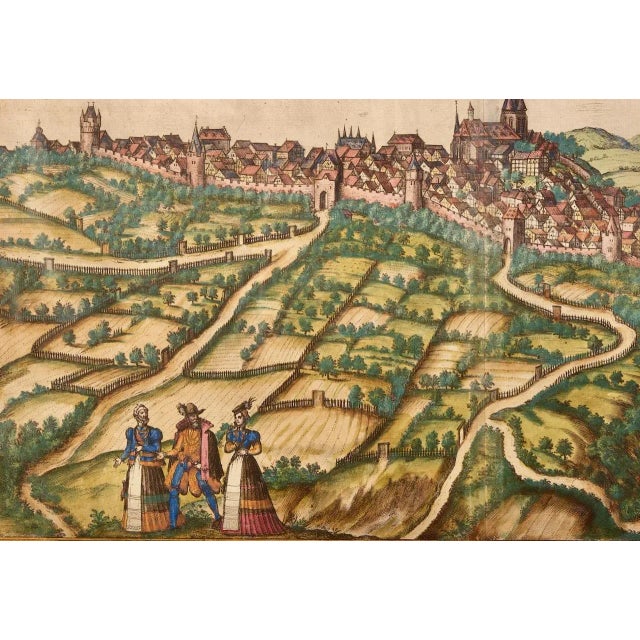 16th Century Frankfort, Germany: A 16th Century Hand-Colored Map by Braun & Hogenberg, 1595 For Sale - Image 5 of 5
