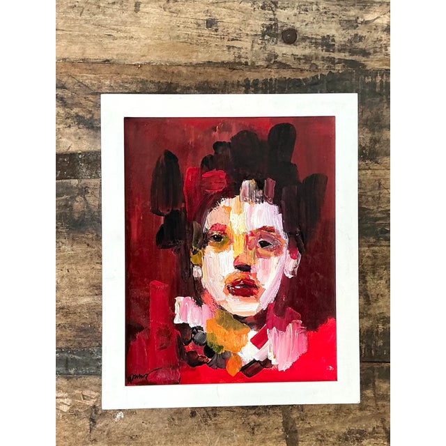 Vintage Original Abstract Figurative Oil on Canvas For Sale - Image 4 of 12