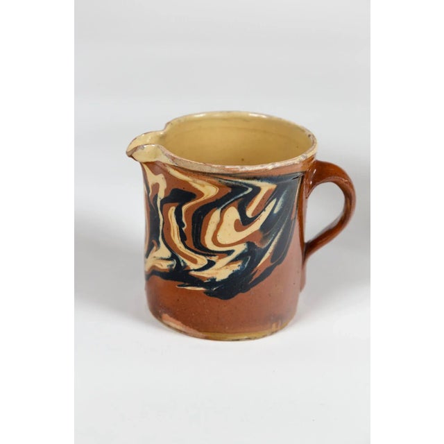 French Country Two Antique Jaspé Pottery Pitchers, France, Late 19th Century For Sale - Image 3 of 12