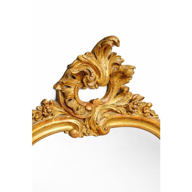 Antique French Rococo Giltwood Floor Mirror, 1800s For Sale - Image 9 of 10