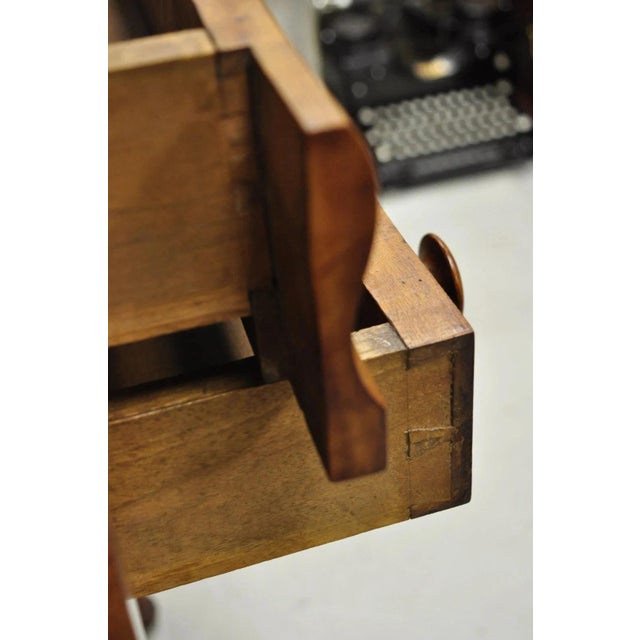 Brown Antique Sheraton Chestnut Wood 2 Drawer Pembroke Drop Leaf Work Side End Table For Sale - Image 8 of 12