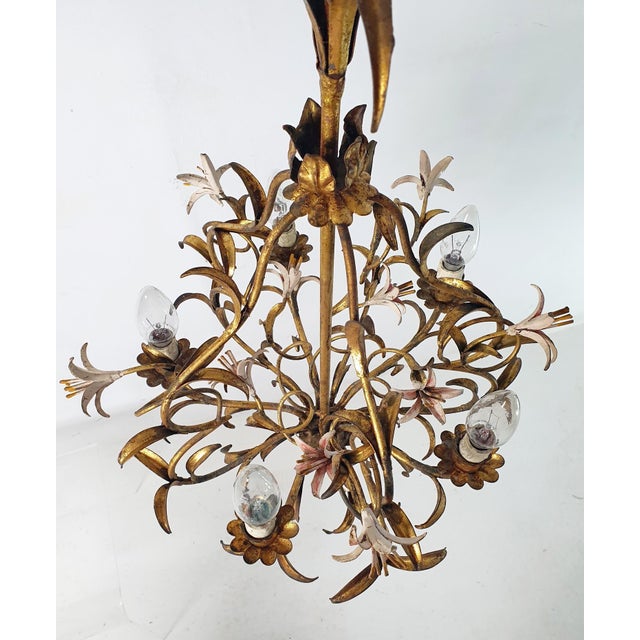 Black Mid-Century Italian Tole Chandelier, 1950s For Sale - Image 8 of 16