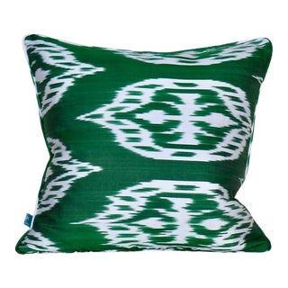 Emerald Ikat Pillow For Sale
