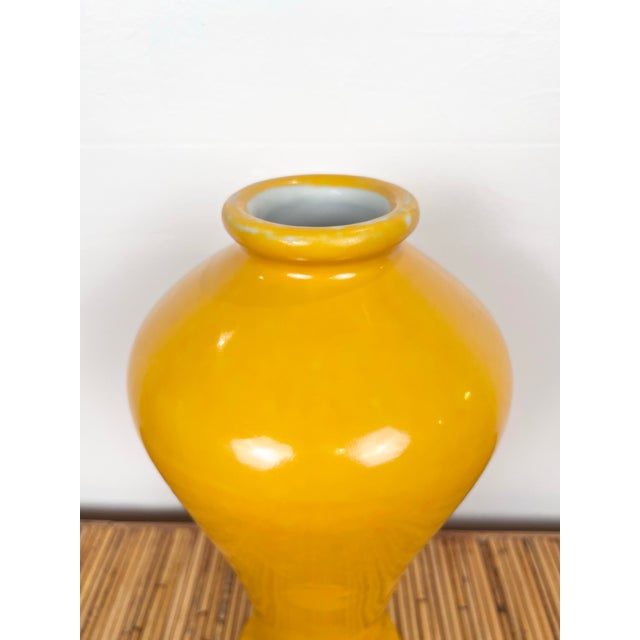Chinoiserie Vintage Chinoiserie Yellow Vase For Sale - Image 3 of 7