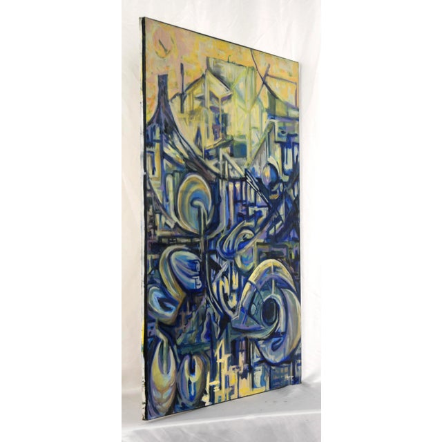 Paint "Visions of the Metropolis #1" Spheres in Downtown Original Oil by Travis Flack For Sale - Image 7 of 8