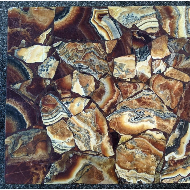 Wood Mid-Century Modern Italian Quartz Specimen Abalone Shell Style Marble Coffee Table For Sale - Image 7 of 12