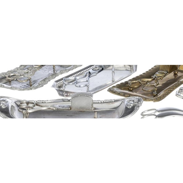 «Six shears and five trays - 19th century. European; 19th century, in various metals. Small and large. Dimensions:...