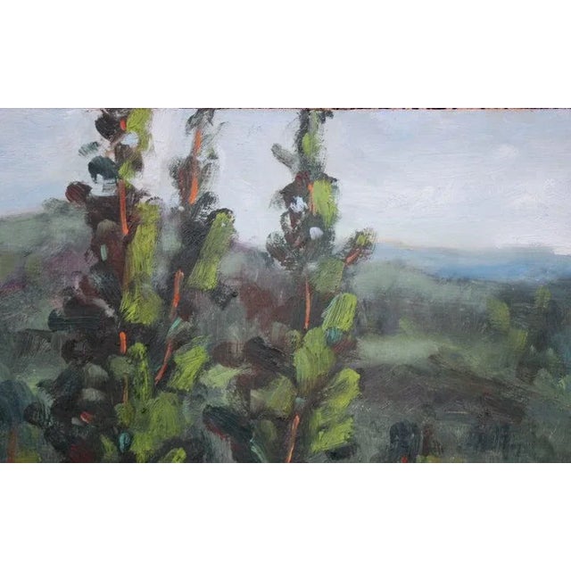 Modern Oil Painting Landscape - Campground View For Sale - Image 4 of 7