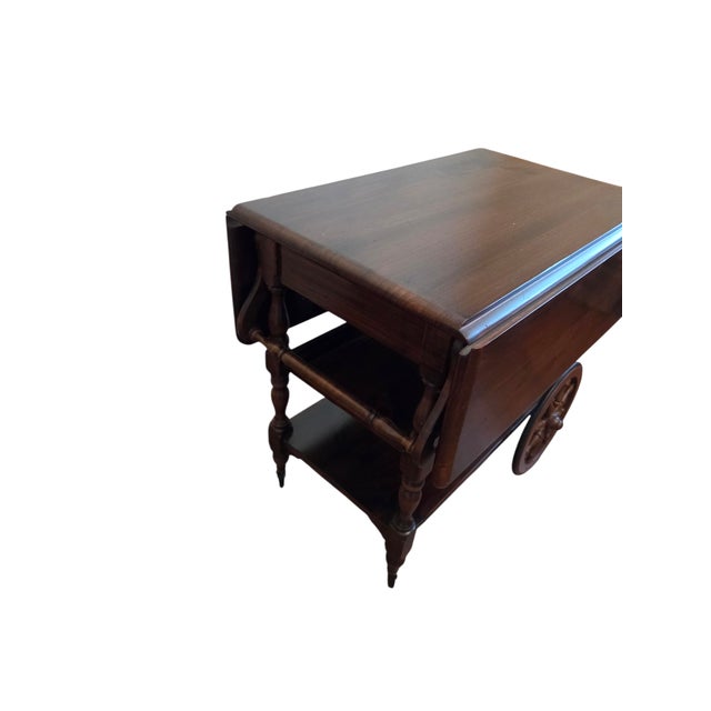 1970s 1970s Ethan Allen Old Tavern Pine T Cart Bar Server Liquor Drop Leaf For Sale - Image 5 of 18