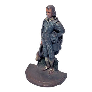Bradley & Hubbard Antique Cast Iron Blue Boy Door Stop-All Original Paint For Sale