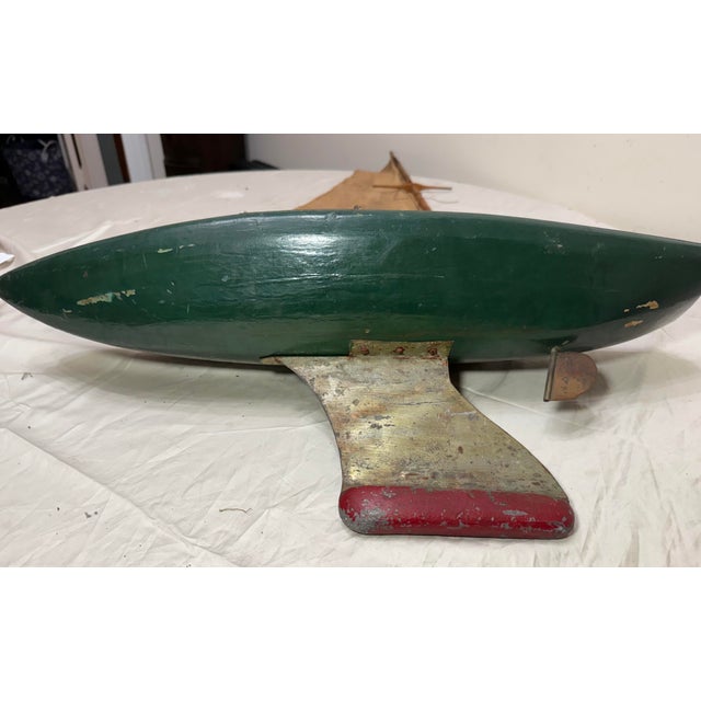 Rare Antique 19th Century Handmade Folk Art Wood Metal Sailing Yacht Sail Boat For Sale - Image 15 of 18