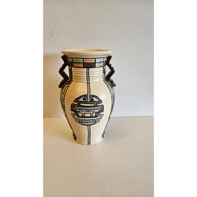 Art Deco Tube Lined Vase by Edith Gater for Royal Caulron, 1930 For Sale - Image 8 of 8