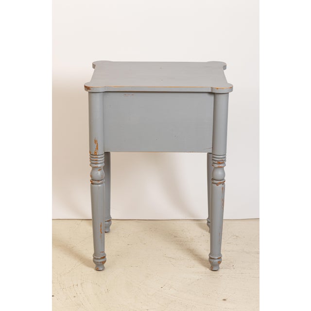 Wood French Country Two-Drawer Painted Distressed Table For Sale - Image 7 of 8