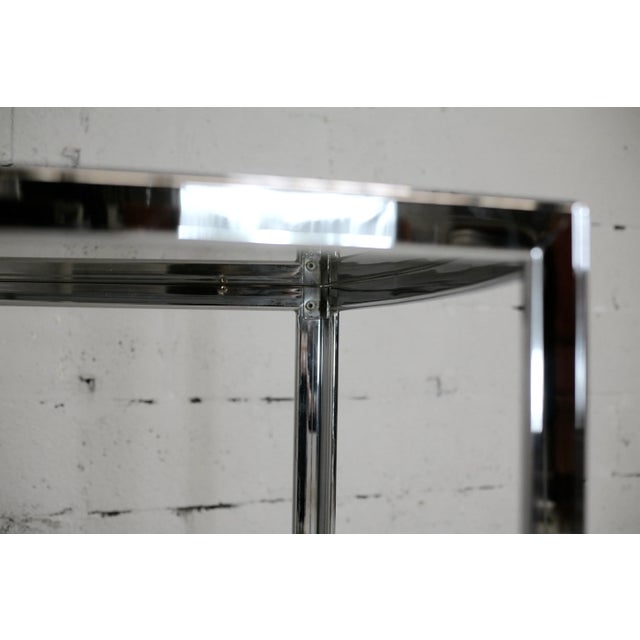 Table in Chromed Metal with Curved Smoked Glass Slab Top, France, 1970s For Sale - Image 3 of 18