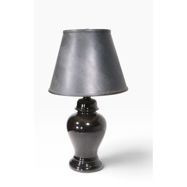 Black 1970s Asian Modern Ginger Jar Form Ceramic Black Table Lamp For Sale - Image 8 of 8