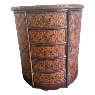 1980s Costal Rattan Demi-Lune Cabnit/Bar For Sale