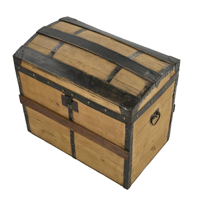 Wooden Transport Trunk with Steel Reinforcements For Sale - Image 10 of 10