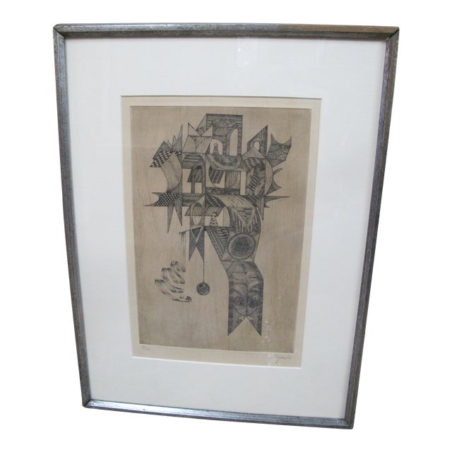 Ramon Alejandro Signed Limited Edition Cuban Surrealist Abstract Art Print Etching For Sale