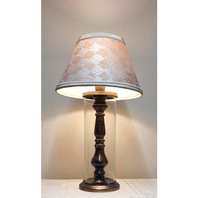 1990s Vintage Table Lamp by Diga Colmore with Metal Base and Fabric Shade, 1990s For Sale - Image 5 of 11